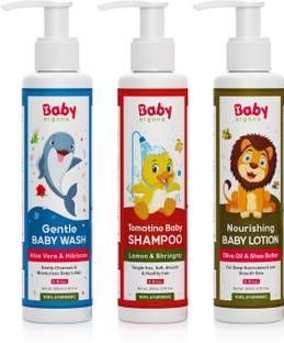 BabyOrgano Complete Baby Bath, Hair & Skin Care Combo Kit Wash, Shampoo & Lotion 200ml Each