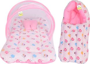 Kwitchy New Born Baby Mosquito Net Bed with Cushioned Pillow and Sleeping Bag