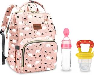 Chinmay Kids Diaper Bag Printed Waterproof Travel Backpack With Soother and Feeder(Pack of 3)