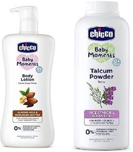 Chicco New Born Baby Talcum Powder 300 Gm & Body Lotion (Combo)