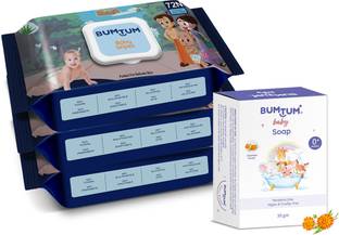 BUMTUM Chota Bheem Gentle Moisturizing Wet Wipes With Lid-216 Pcs. & Baby Soap 50 Gram