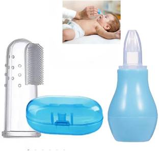 DECRONICS Baby Finger Toothbrush & Nose Cleaner/Nasal Vacuum Sucker Aspirator (Set of 2)