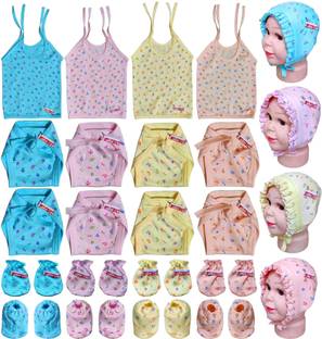 Babcon New Born Cloth With Jabla,Nappy,Mitten Booties and Caps,0-6 Month,Hosiery