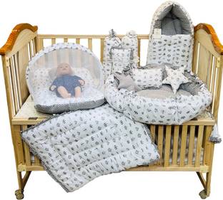 Fareto Baby full bedding essential combo all in 1 (0-6 Months)(Grey Taj)