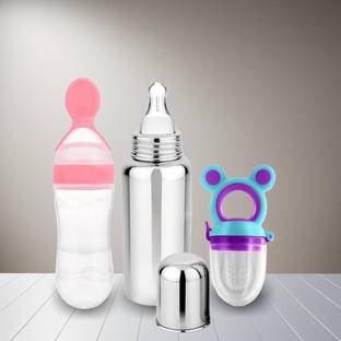 Smiley mia New Born Baby Care combo set| Feeding bottle with teether soother| Pack of 3