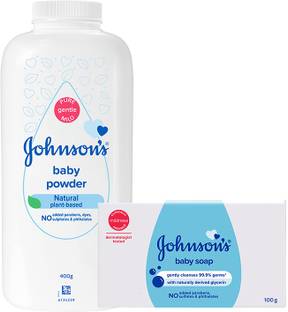 JOHNSON'S Baby Powder Natural (400g) with Baby Soap (100 g)