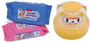 Glamezone Baby Products Unbreakable Total Cylindrical Powder with Baby Wipes Tissue