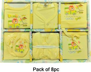 Jm collections NEW BORN Nappy & Bib clothes gift set - 8 pcs (Yellow color)