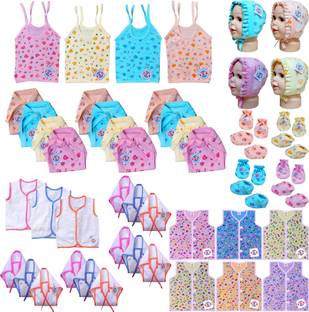 V.B.K Baby Clothes Set With Jabla, Mitten Booties, Nappy and Cap, 0 to 6 Months