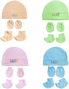 MEEOWMEE New Born Baby Infant Soft Cotton Mitten Sets with Cap and Booties