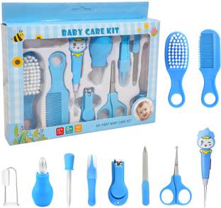 AXU TRADERS Baby Grooming Kit 10 in 1 Baby Nail Care, Health & Hair Care Baby Gifting Set Manual Nasal Aspirator