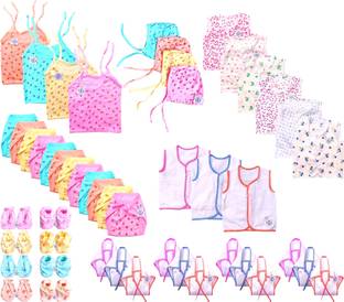 V.B.K Baby Clothes Set With Jabla, Mitten Booties, Nappy and Cap, 0 to 6 Months