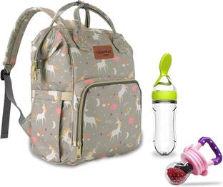 Chinmay Kids Diaper Bag Printed Waterproof Travel Backpack With Soother and Feeder(Pack of 3)
