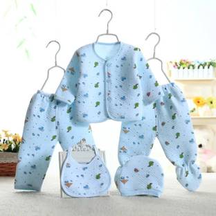Honey Boo Presents New Born Baby Winter Wear Keep warm Baby Clothes 5Pcs (Blue)