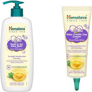 Himalaya Herbals HEAD TO TOE BABY WASH 400ML & BABY CRADLE CAP CREAM30ML WITH PURE COW GHEE pH5.5