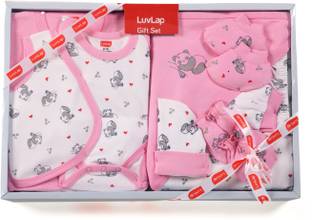 LuvLap Newborn Baby Gift Set of 8 Items, Clothes Set for New born to 3 Months,