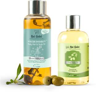 Nat Habit 100% Pure Olive Baby Massage Oil + Baby Scalp Oil Bhrami Maytakshi
