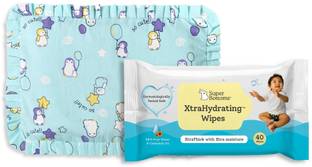 Superbottoms Mustard Seed Pillow for Newborn and XtraHydrating Wipes - 40 Pack