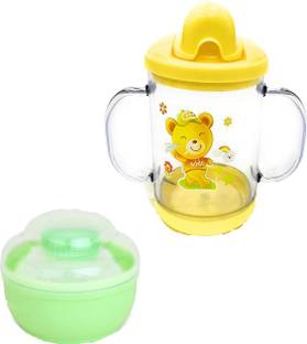 KRITIU combo of 1 baby sipper and 1 baby powder puff pack of 2