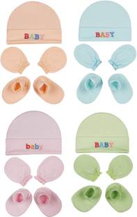 MEEOWMEE Newborn Baby Mitten Sets with Cap and Booties Set/Newborn Gloves Set