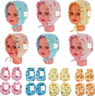 VINI VIDI New Born Baby Care Cloth Set Combo Hand Mittens,Leg Booties,Cap Hosiery Material