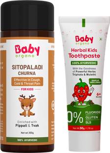 BabyOrgano Herbal Kids Toothpaste & Sitopaladi Churna for Kids Smile & Breathe Easy
