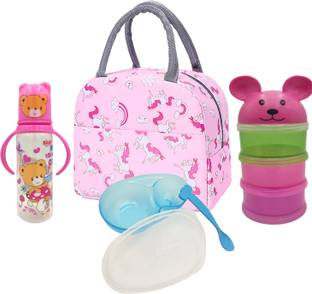 KhuHap Baby feeding Kit for Baby Shower, milk bottle, mixing bowl, food container & Bag