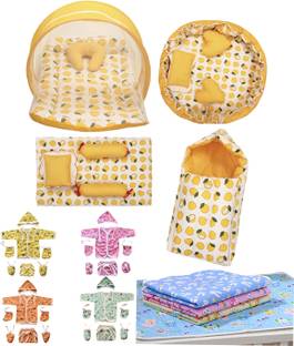 Fareto Combo Baby Mattres Net | 1 Bag | 4 Pcs Bed Set | 4 Sheet|20 Dress|4 Nest set