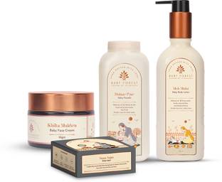 BABY FOREST Combo of Baby Kajal 5g, Powder 200g, Body Lotion 200ml, Face Cream 50g Pack of 4