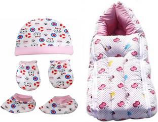 Profecto NEWBORN BABY SLEEPING BAG AND CAP MITTEN BOOTIES SET