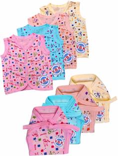 V.B.K Baby Clothes With Jabla (4 Pcs) and Nappy (Langot) (8 Pcs), 0 - 6 Months,Hosiery