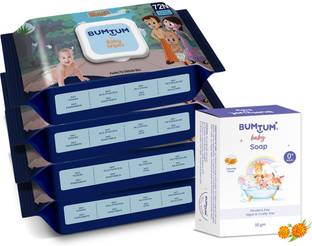 BUMTUM Chota Bheem Gentle Moisturizing Wet Wipes With Lid-288 Pcs. & Baby Soap 50 Gram