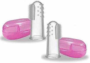 Prettify My NewBorn Baby Oral Care Finger Brush Pack Of 2 Pink And White