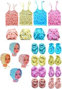 FabSquare Clothing combo set for new born baby ( 4set mittens,4cap,4jabla,4Nappy