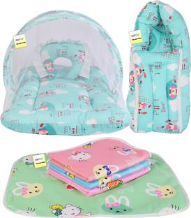 Kwitchy New Born Baby Mosquito Net Bed with Cushioned Pillow and Sleeping bag and Bed Protector