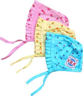 V.B.K Baby Cap, Hosiery Material, Set Of 3, Multicolor