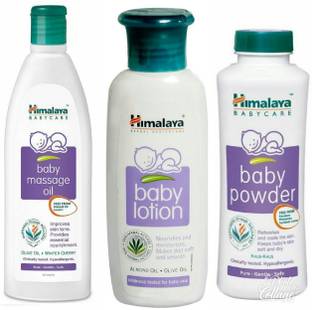 Himalaya Herbals Combo of Baby Massage Oil, Powder, Lotion