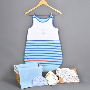 Mom's Home Organic Cotton Baby Blue Sleeping Sack Gift Set 0-9M 11 Items