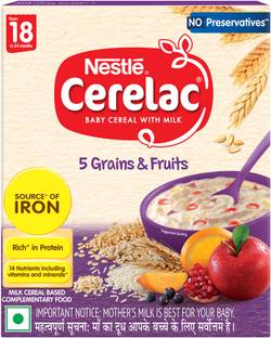 Nestle Cerelac 5 Grains & Fruits Baby Food Cereal with No Preservatives Cereal