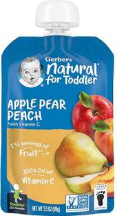 GERBER Natural for Toddler Apple Pear Peach Baby Puree, US-made Cereal