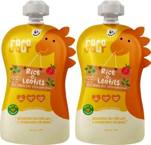 Rorosaur Baby Food - Rice, Lentils with Veggies Porridge for Little Ones, Ready to Eat Cereal