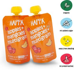 Happa Organic Apples Mangoes And Multigrain Fruit And Grain Puree, baby food Cereal