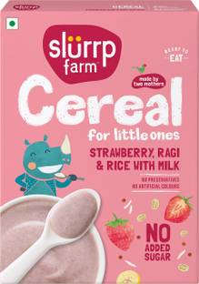 Slurrp Farm No Added Sugar Ragi Strawberry | Mildly Sweetened with Date Powder Instant Cereal