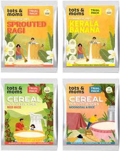 TOTS AND MOMS First Foods Trial Combo| Healthy Porridge, Cereals and Moongdal Mix | 4 Packs Cereal