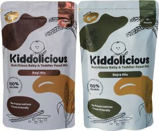 Kiddolicious Porridge Mix (Ragi, Jowar) | 100% Natural, No Salt, No Added Sugar, Cereal