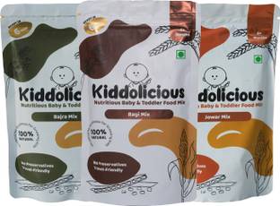 Kiddolicious Porridge Mix (Ragi, Bajra, Jowar) | 100% Natural | No Sugar & Salt, Cereal