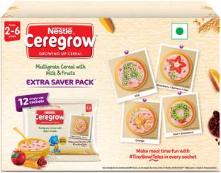 CEREGROW Multigrain Cereal with Milk & Fruits,Multipack Cereal Pack of 12 Cereal