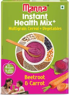 Manna Instant Health Mix+ Multigrain Cereal with Milk, Beetroot & Carrot | 2-6 yr kids Cereal