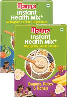 Manna Instant Health Mix+ Multigrain Cereal Fruits & Vegetables Combo | 2-6 year kids Cereal
