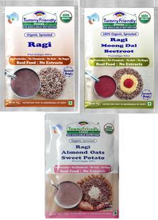 TummyFriendly Foods USDA Certified Ragi Porridge Mixes - Stage1, Stage2, Stage3 | Rich in Calcium, Iron, Fibre & Micro-Nutrients |3 Packs, 50g Each Cereal